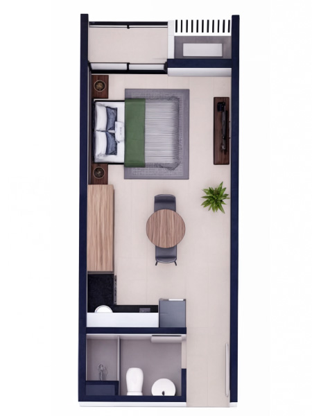 Monoambiente 39.65 m²
