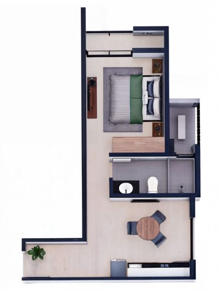 Monoambiente 60.25 m²